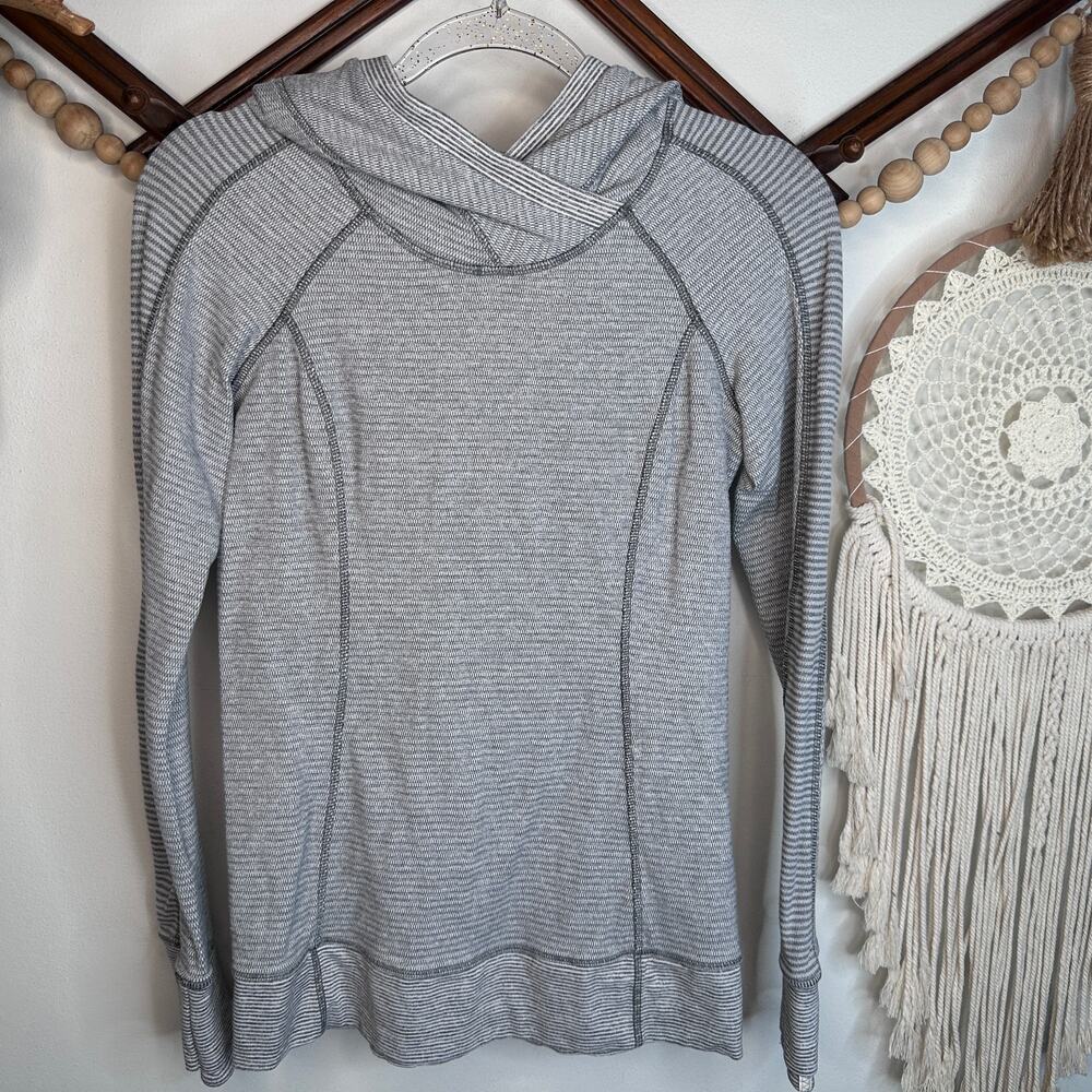 Lululemon Think Fast Rulu Gray White Stripe Hoodie